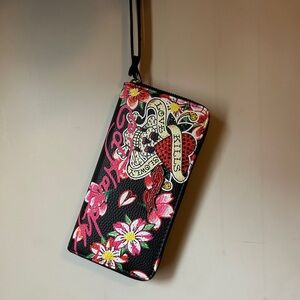 Ed Hardy Black Floral Wallet